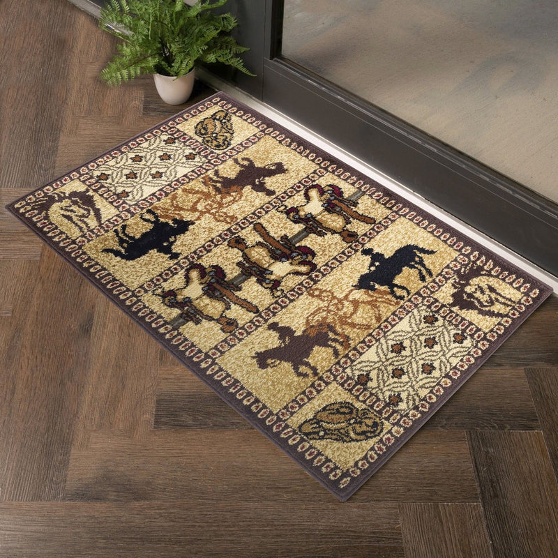 Tribes - 2'7" X 7'3" Polypropylene, Southwest Area Rug - Beige