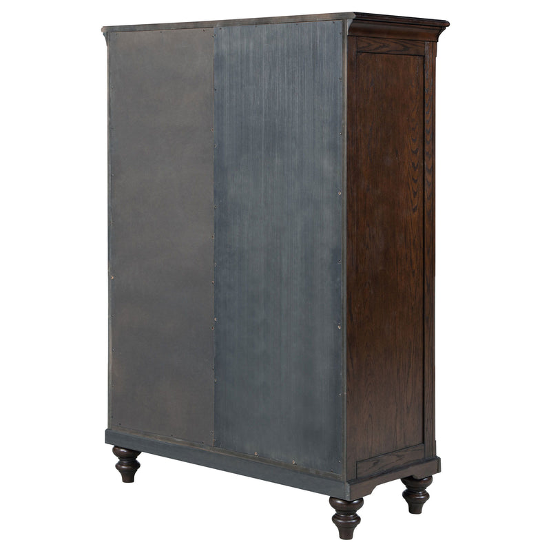 Andover - 6-Drawer Tempered Glass Door Chest - Dark Oak