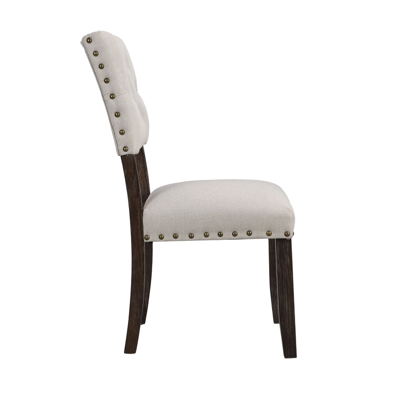 Modern Tufted Back Upholstered Nailhead Trim Dining Chairs (Set of 2) - Beige