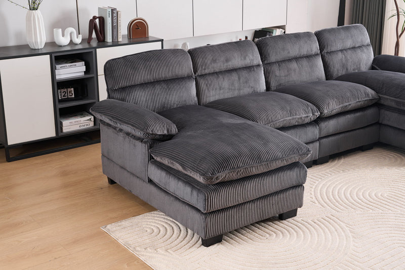 U-Shaped Profile Sofa, Including Two Single Seats And Two Chaise, Modular Sofa, Corduroy Sofa