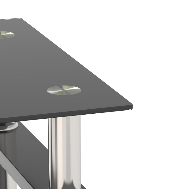 Modern Tempered Glass Tea Table, End Square Table For Living Room (Set of 2) - Black