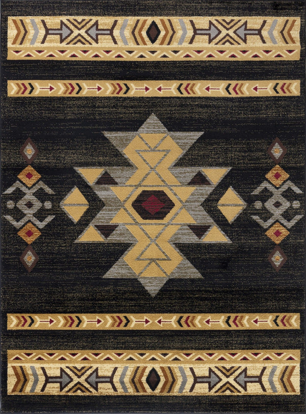 Tribes - 7'10" X 10'3" Polypropylene Southwest Area Rug - Black