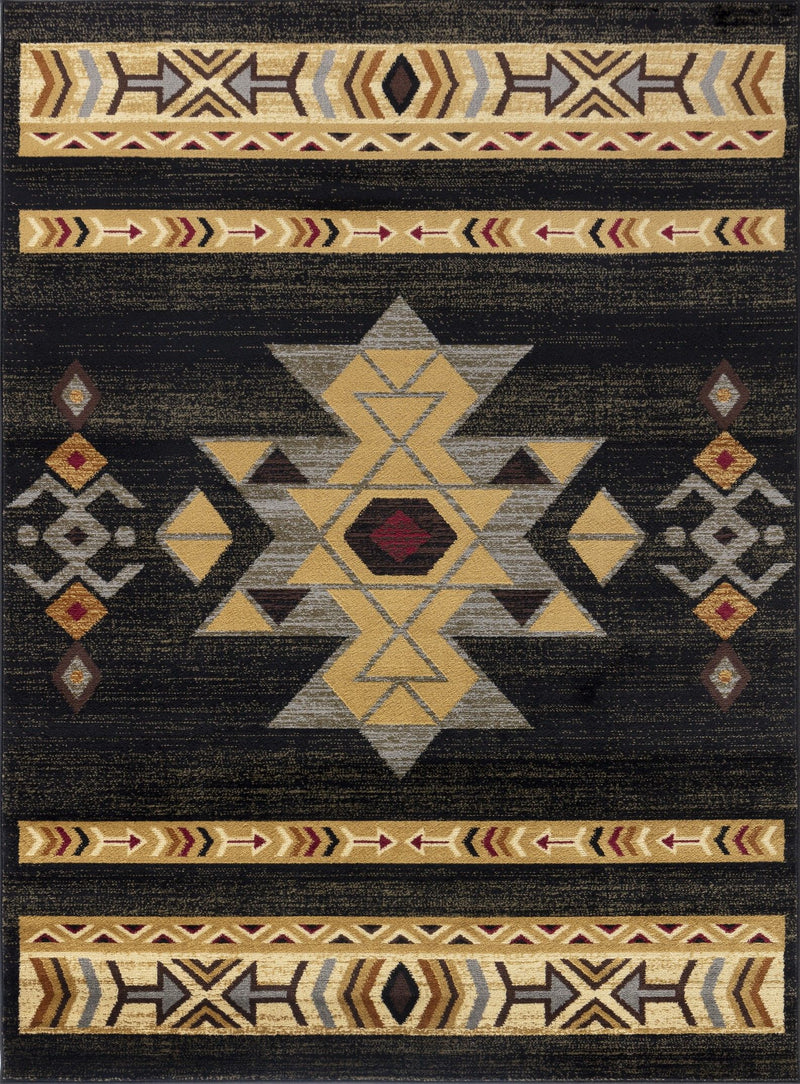 Tribes - 2'7" X 7'3" Southwest Area Rug - Black