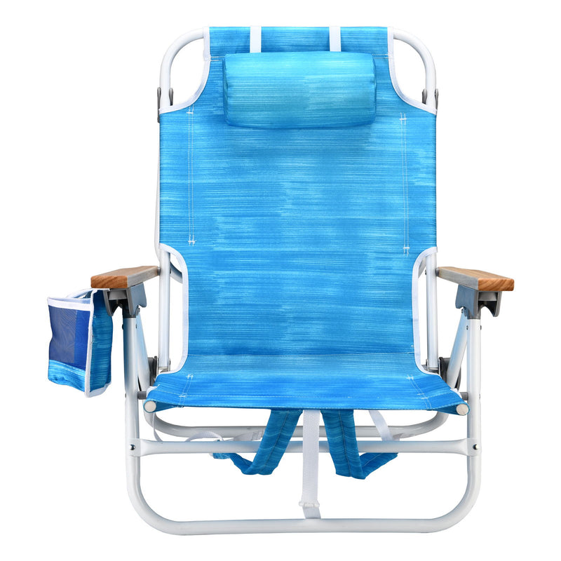 Backpack Beach Chair For Adults, Beach Towel, 5 Position Chair With Pouch Folding Lightweight Positions Back Pack, 1 Piece - Aqua Blue