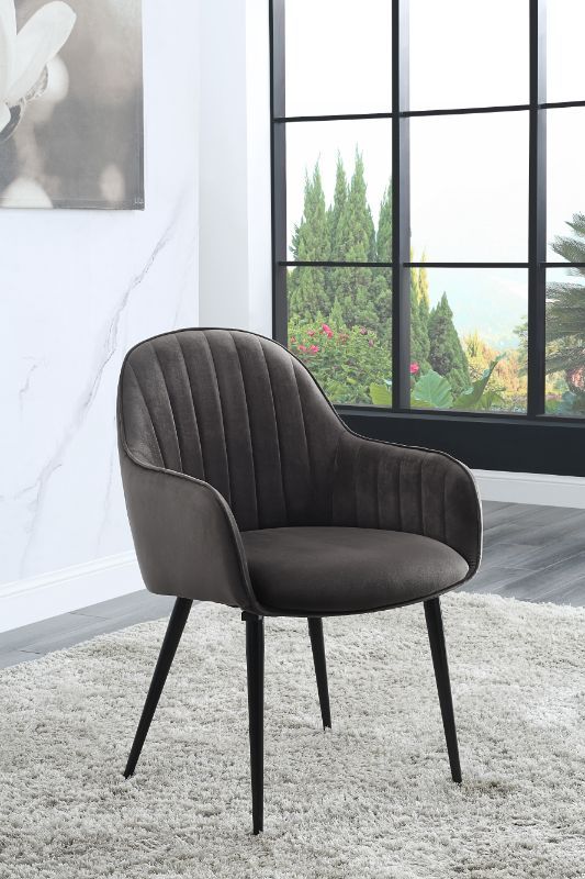 Caspian - Side Chair (Set of 2) - Dark Gray Fabric & Black Finish