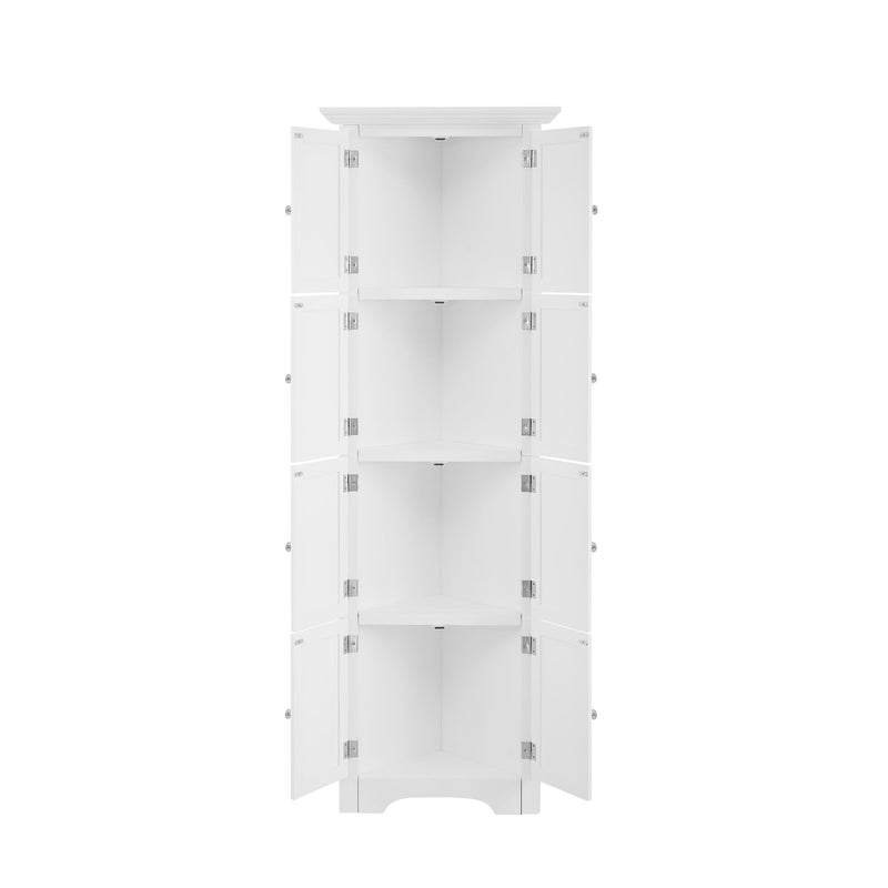 Tall Storage Cabinet With Doors And 4 Shelves For Living Room, Kitchen, Office, Bedroom, Bathroom, Modern