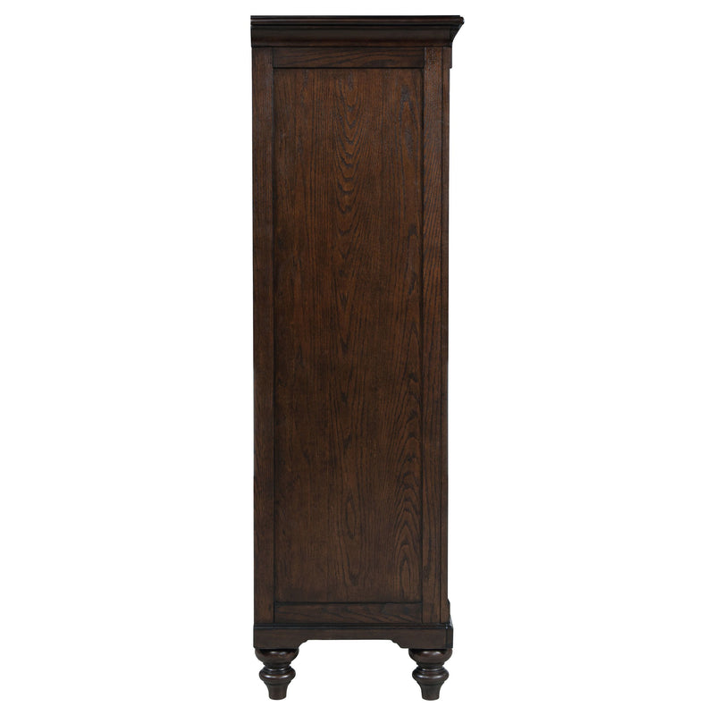 Andover - 6-Drawer Tempered Glass Door Chest - Dark Oak