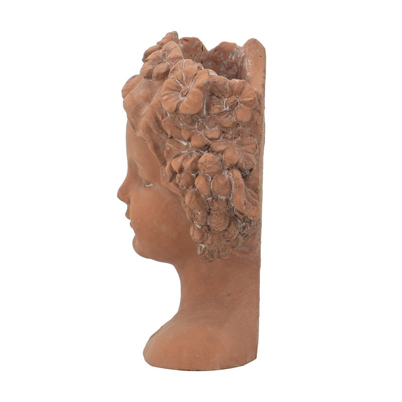 8X4X9" Visage Head Bust Planter, Home Wall Planter - Brown