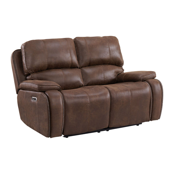 Atlantis - Power Motion Loveseat With Power Motion Head Recliner - Heritage Brown