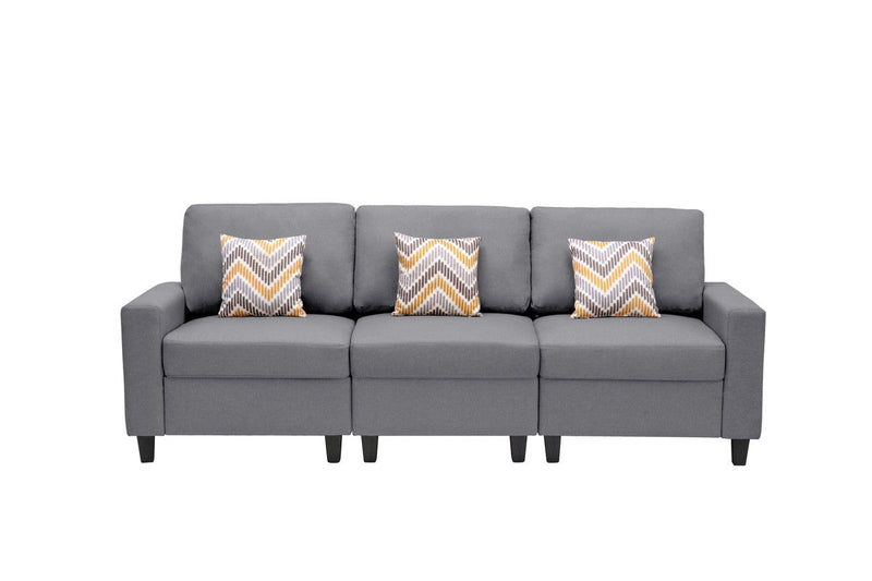 Nolan - Linen Fabric Sofa With Pillows And Interchangeable Legs