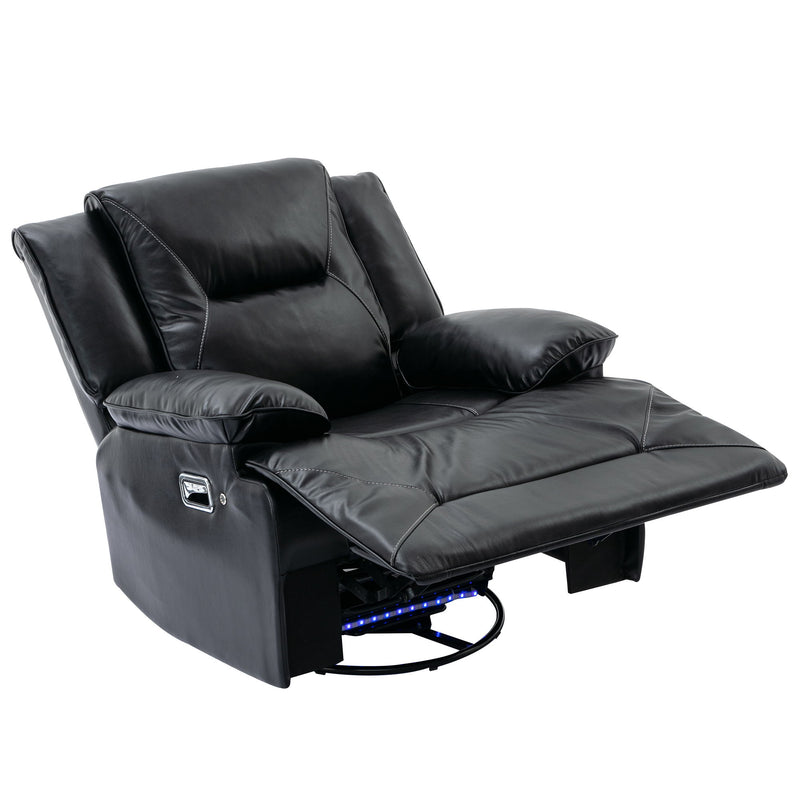 Home Theater Recliner Set Manual Recliner Chair With A Led Light Strip Two Built-In Cup Holders For Living Room