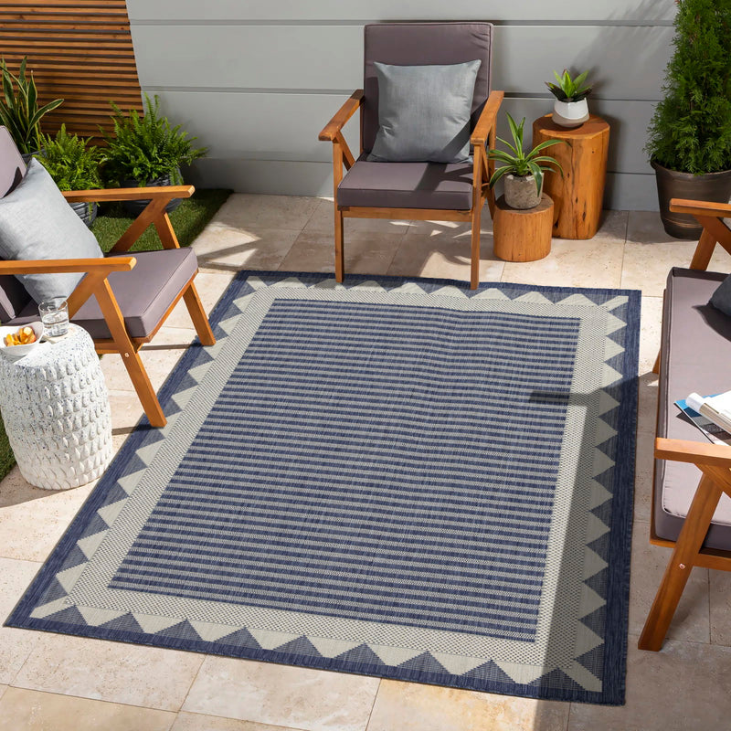 Sunshine - 2'7" X 7'3" Polypropylene, Indoor / Outdoor Area Rug - Blue