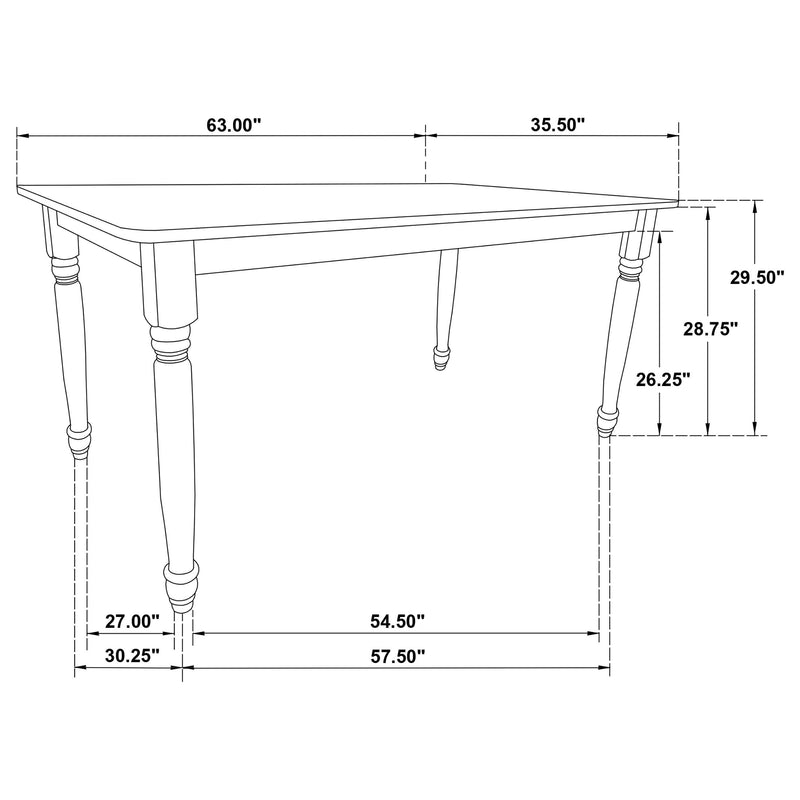 Hollyoak - Farmhouse Rectangular Dining Table With Turned Legs - Walnut And Black