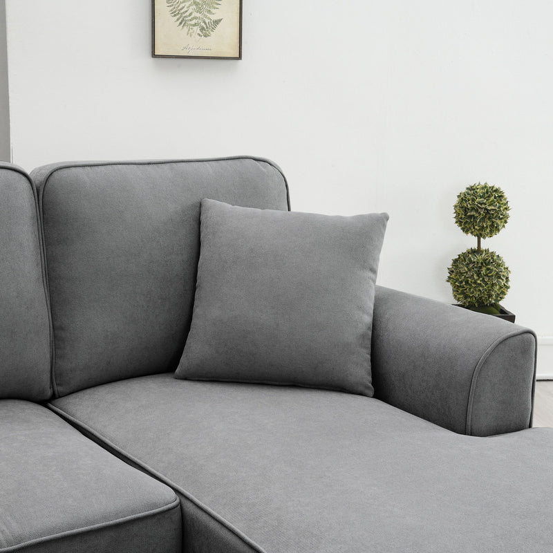 Modern U Shape Sectional Sofa, 7 Seat Fabric Sectional Sofa Set With 3 Pillows Included For Living Room, Apartment, Office