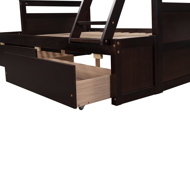 Twin over Full Bunk Bed with Storage - Espresso(OLD SKU :LP000022AAP)