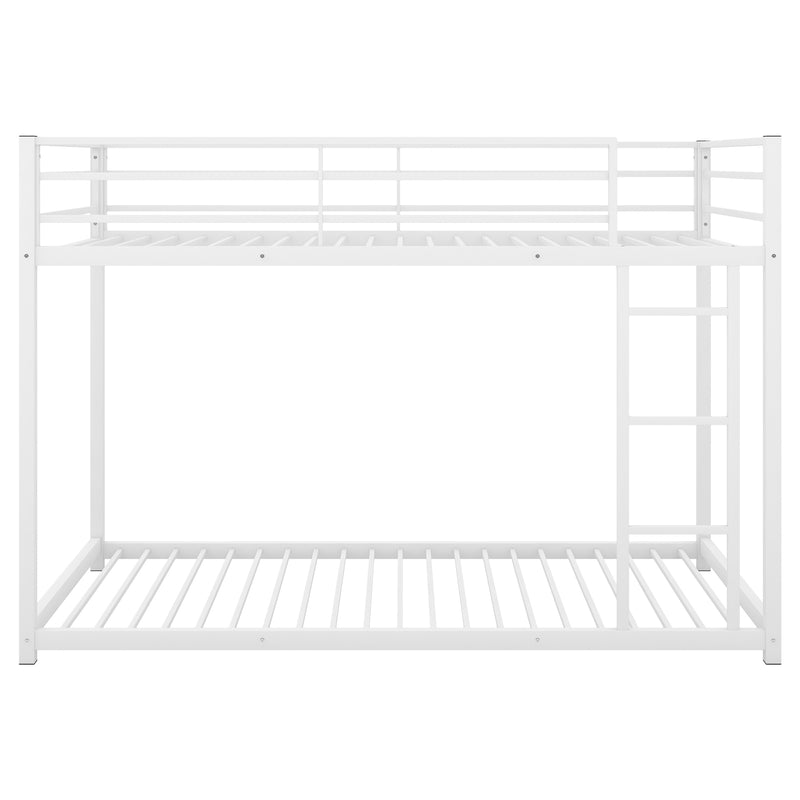 Twin over Twin Metal Bunk Bed, Low Bunk Bed with Ladder,White(OLD SKU:MF197033AAK)