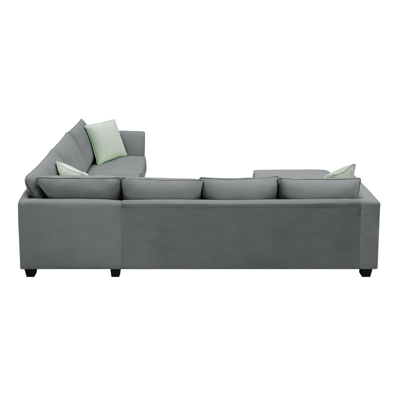 Sectional Sofa Couches Living Room Sets, 7 Seats Modular Sectional Sofa With Ottoman, L Shape Fabric Sofa Corner Couch Set With 3 Pillows