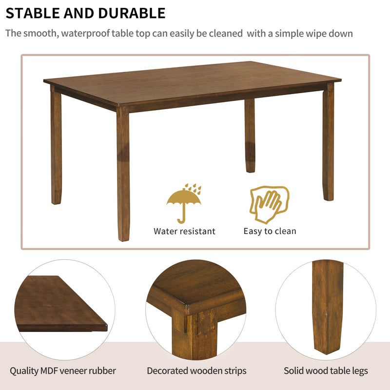 Kitchen Dining Table Set Wooden Rectangular Dining Table, 4 Chairs And Bench Family Furniture