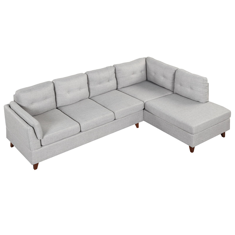 Modern Linen Fabric Sofa, L-Shape Couch With Chaise Lounge, Sectional Sofa With One Lumbar Pad