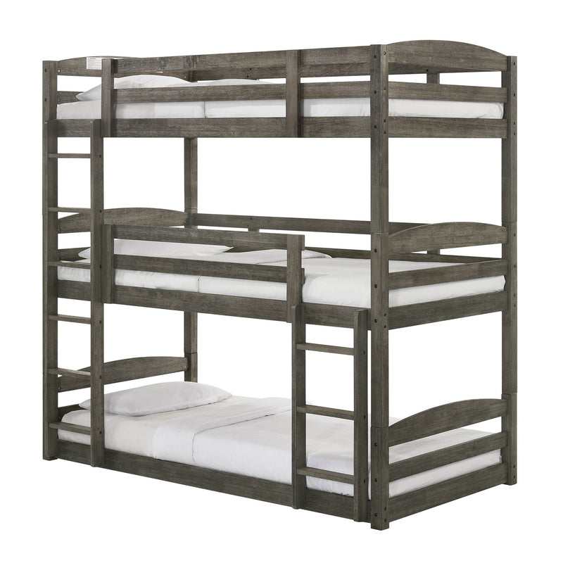 Trey - Triple Twin Bunk - Gray Wire Brushed