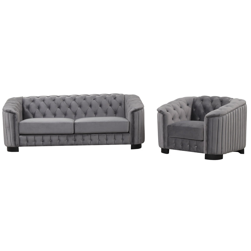 3 Piece Sofa Sets Modern With Rubber Wood Legs, Velvet Upholstered Couches Sets Including Three Seat Sofa, Loveseat And Single Chair For Living Room Furniture Set