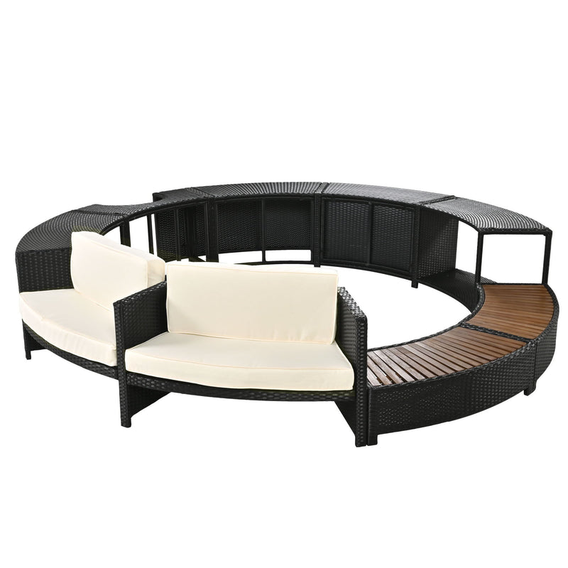 Spa Surround Spa Frame Patio Rattan Sofa Set With Storage Spaces, Mini Sofa And Comfortable Cushion For Patio, Backyard