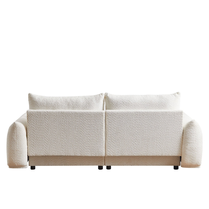 Lamb's Wool 2-Seater Cushion Sofa 90'' Comfortable Sofa For Living Room Bedroom And Other Casual Spaces Lamb's Wool Sofa With 2 Cushions And 2 Ball Pillows