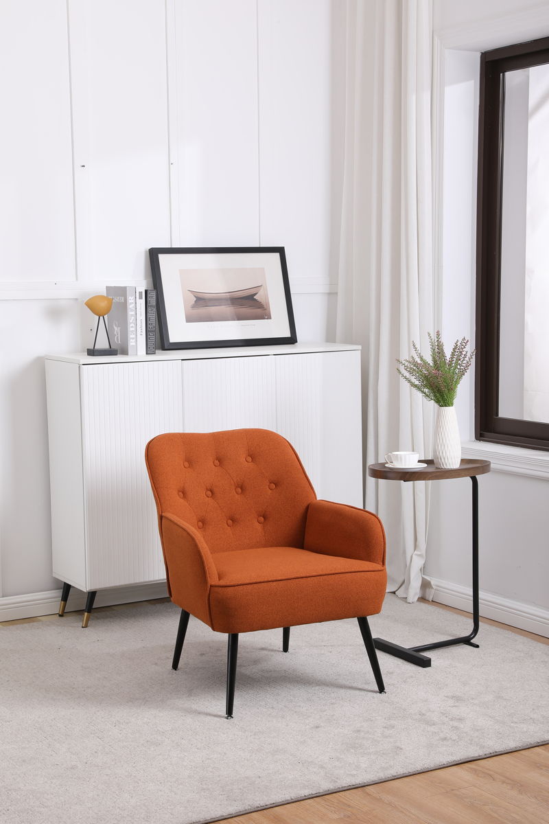 Modern Mid-Century Chair Linen Sherpa Armchair