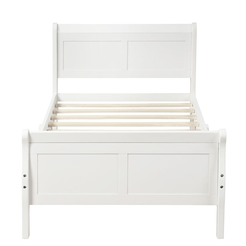 Twin Platform Bed Frame Mattress Foundation Sleigh Bed With Headboard / Footboard / Wood Slat Suppor