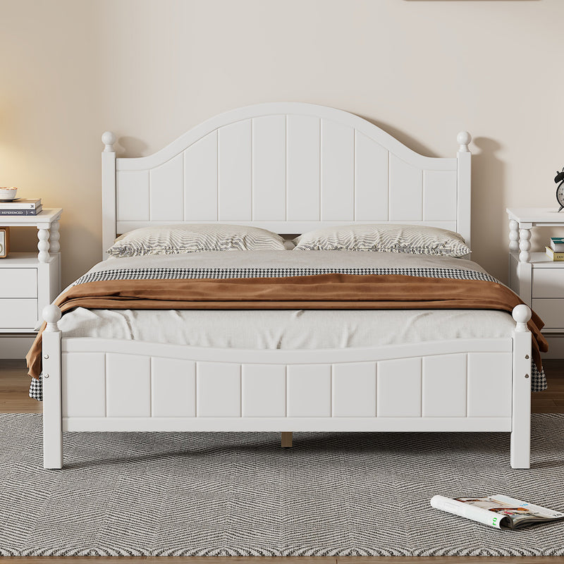 Traditional Concise Style White Solid Wood Platform Bed, No Need Box Spring, Full(Old SKU:WF295732AAA)