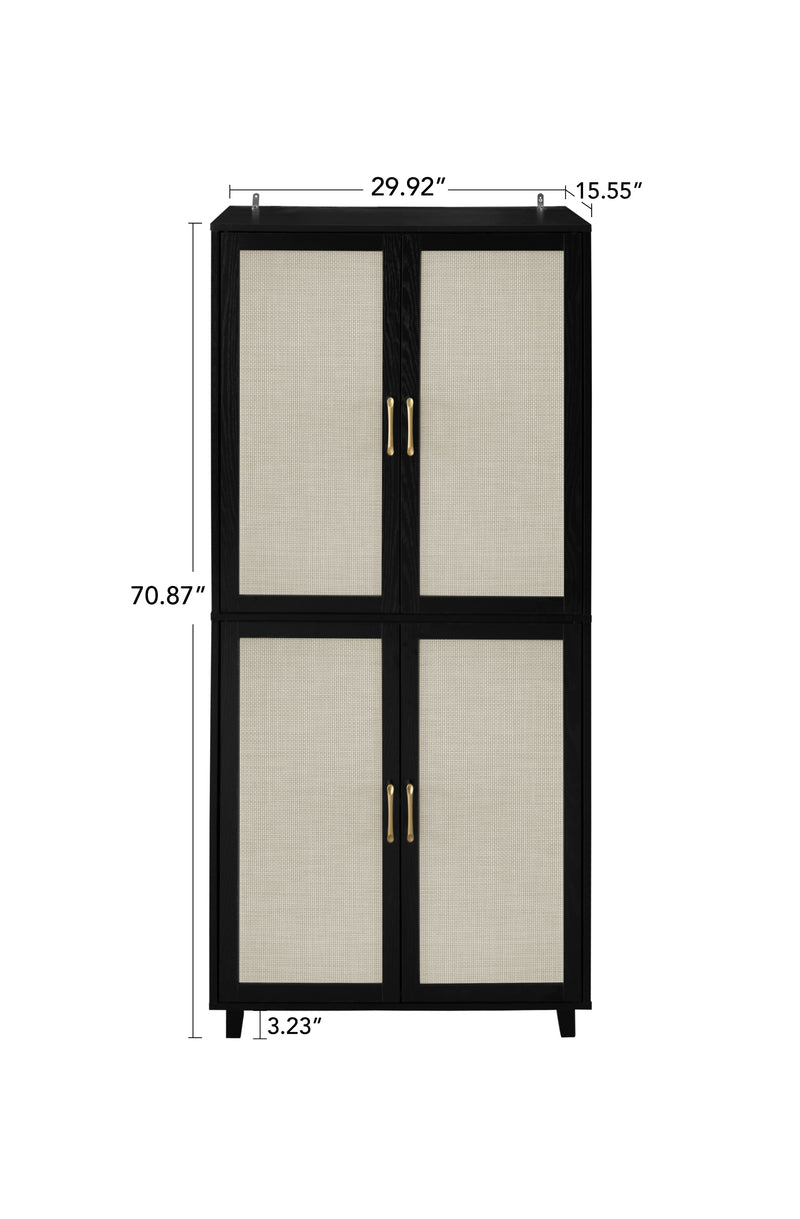 4 Door Cabinet, with 4 Adjustable Inner Shelves, Storage Cabinet