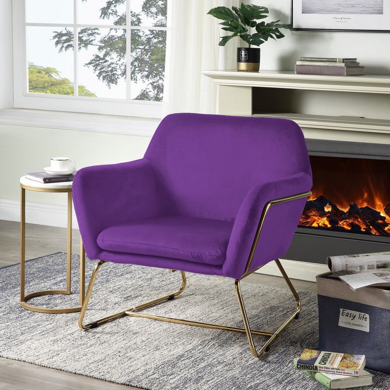 Keira - Velvet Accent Chair With Metal Base