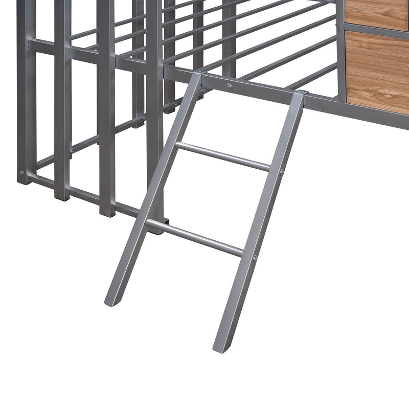 Twin Size Loft Bed With Roof, Window, Guardrail, Ladder