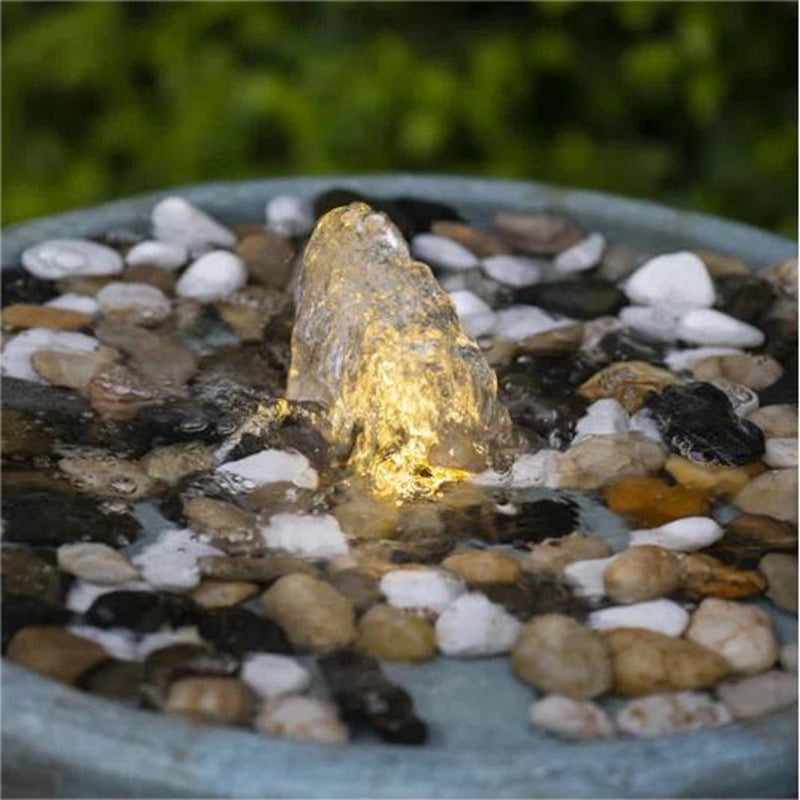 Contemporary Cement Water Fountain, Outdoor Bird Feeder / Bath Fountain, Water Feature With Light For Garden - Antique Blue