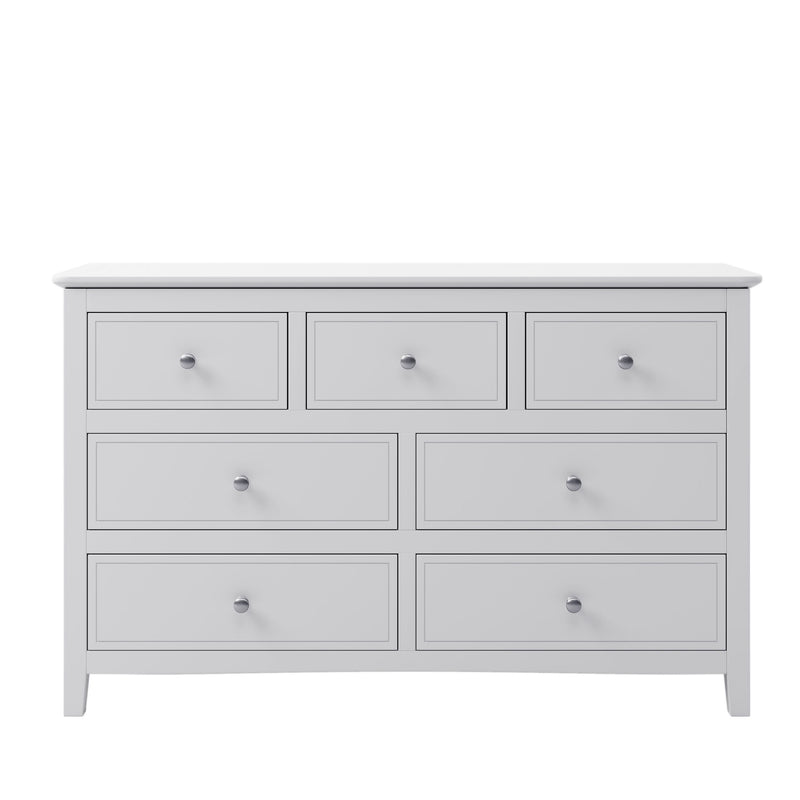 7 Drawers Solid Wood Dresser - White