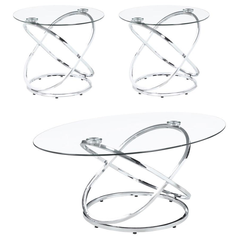 Warren - 3 Piece Occasional Set - Chrome And Clear