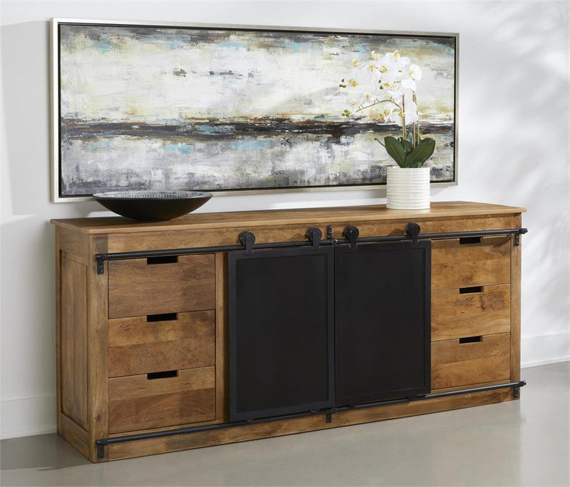 Coen - Two Sliding Door Six Drawer Credenza - Natural