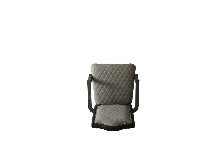 House - Beatrice Chair (Set of 2) - Two Tone Gray Fabric & Charcoal Finish