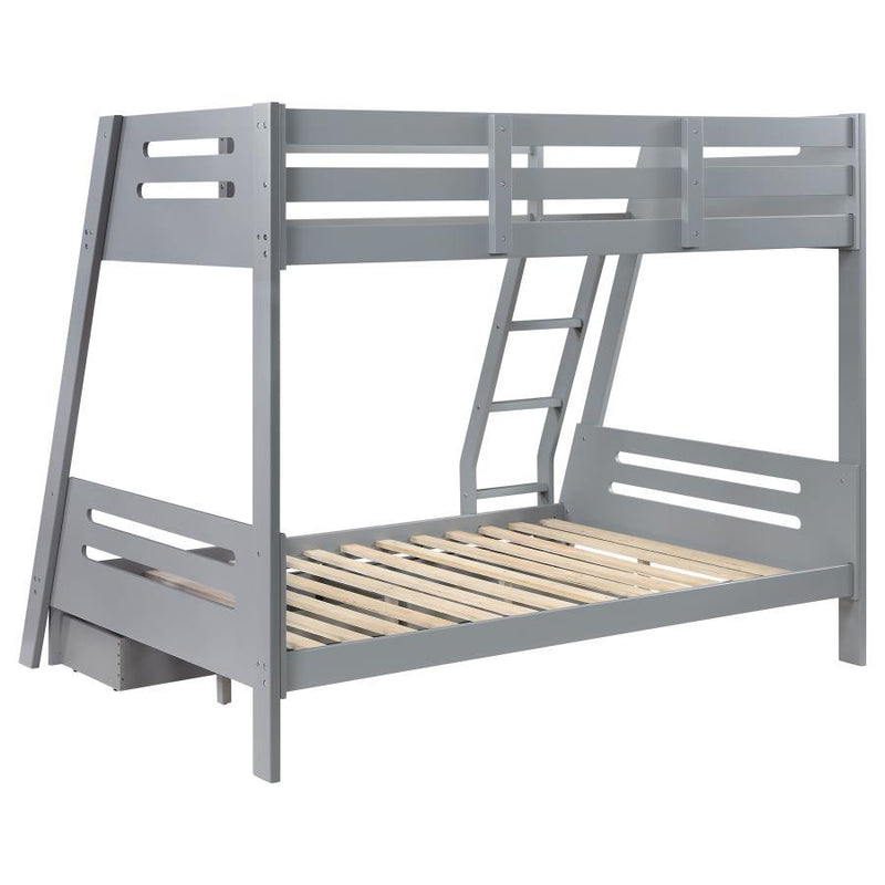 Trisha - Wood Twin Over Full Bunk Bed With Storage Drawers - Grey