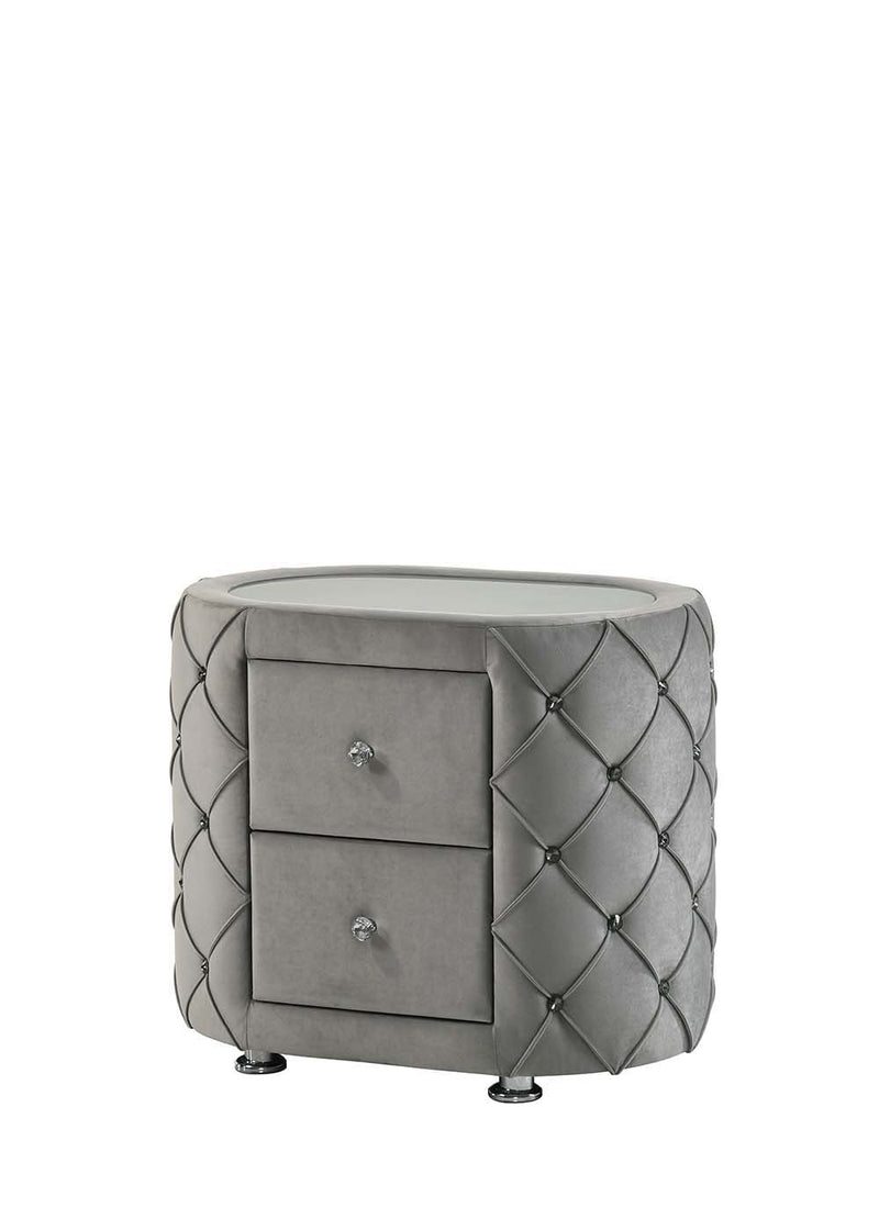 Perine - Nightstand - Gray Velvet