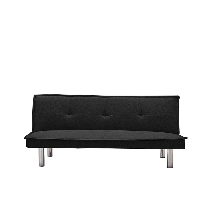 Black Fabric Sofa Bed ， Convertible Folding Futon Sofa Bed Sleeper for Home Living Room .