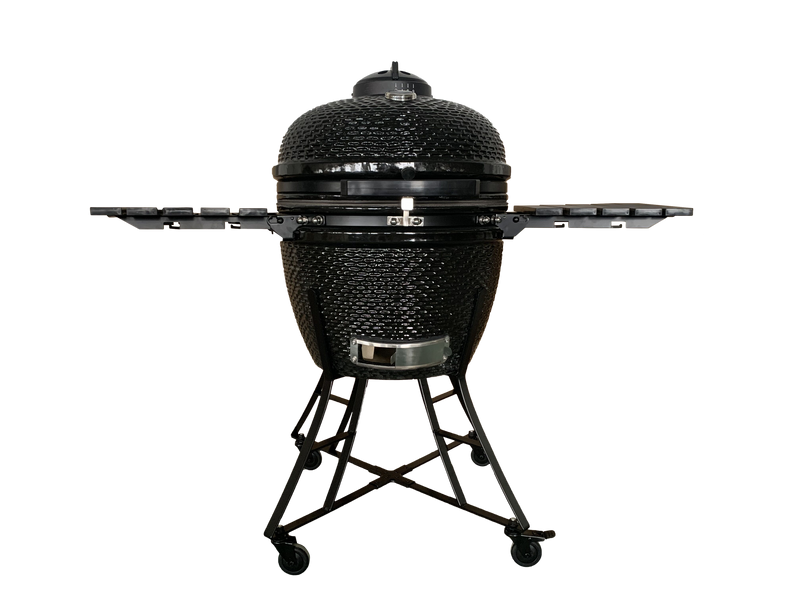 The spot/TOOPO 24inch Barbecue Charcoal Grill, Ceramic Kamado Grill with Side Table, Suitable for Camping and Picnic,Black