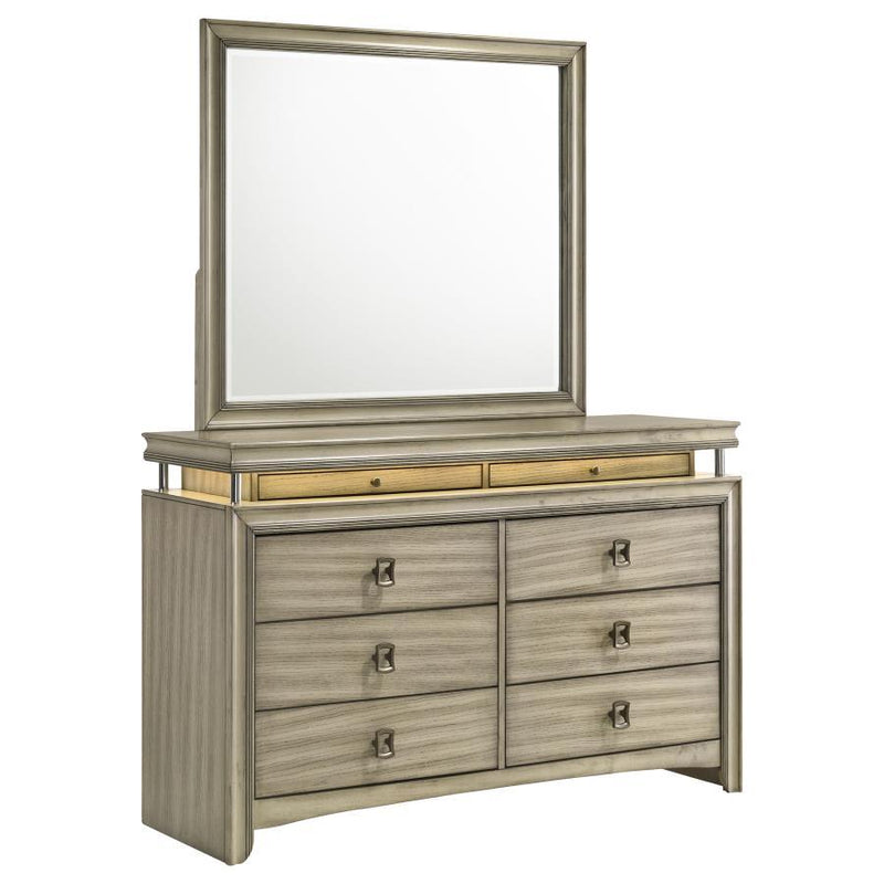 Giselle - 8-Drawer Bedroom Dresser With LED - Rustic Beige