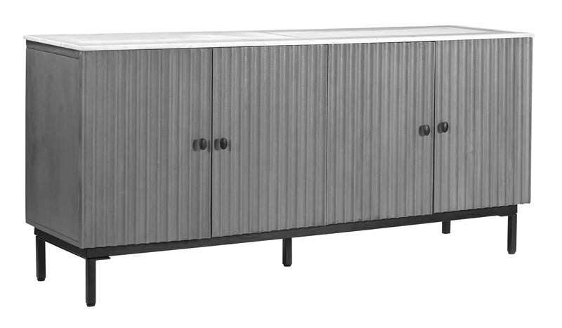 Nebulous - Four Door Credenza - Gray / White