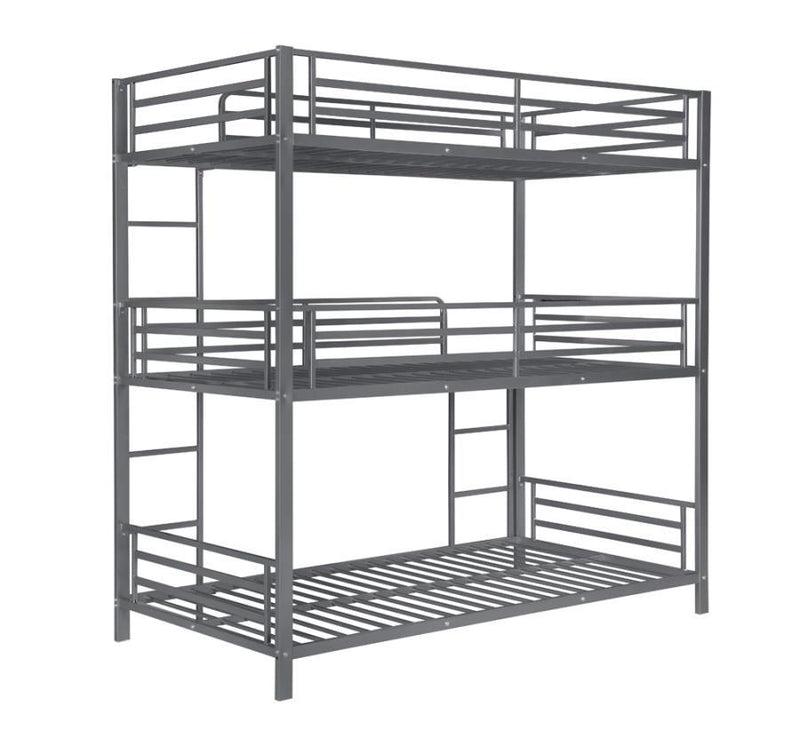 Maynard - Metal Triple Twin Bunk Bed - Gunmetal