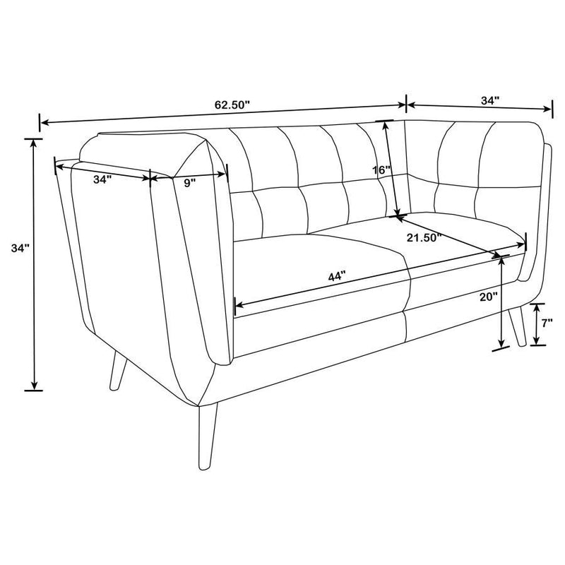 Thatcher - Upholstered Tuxedo Arm Tufted Loveseat - Brown