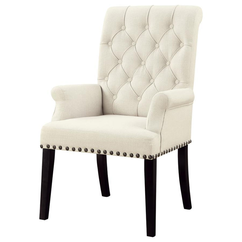 Alana - Fabric Upholstered Dining Arm Chair - Beige