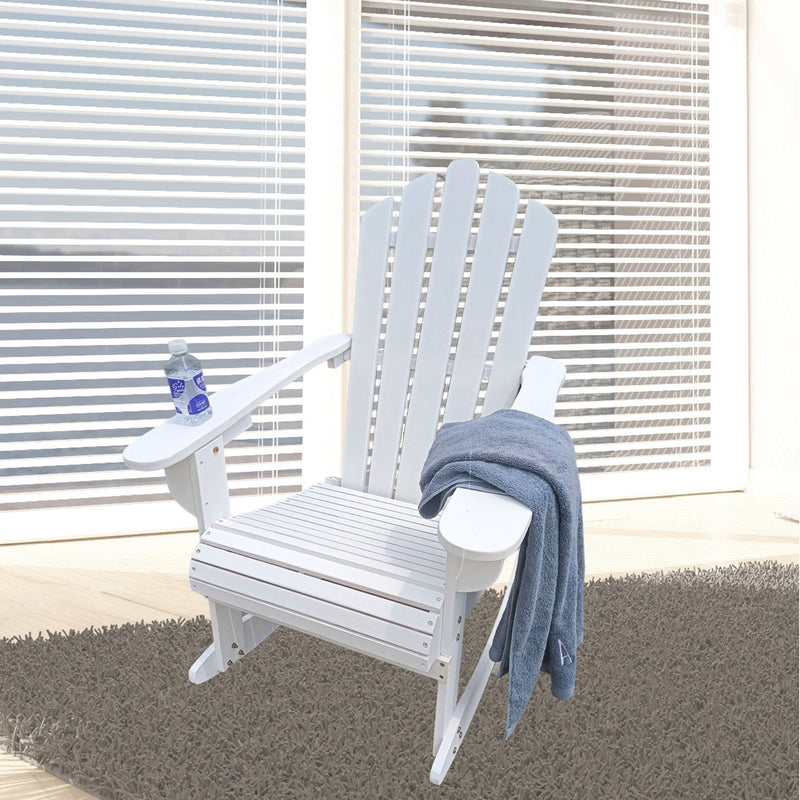 Reclining Wooden  Outdoor Rocking Adirondack chair White