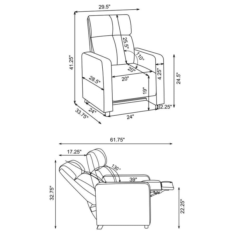 Toohey - Home Theater Push Back Recliner - Black