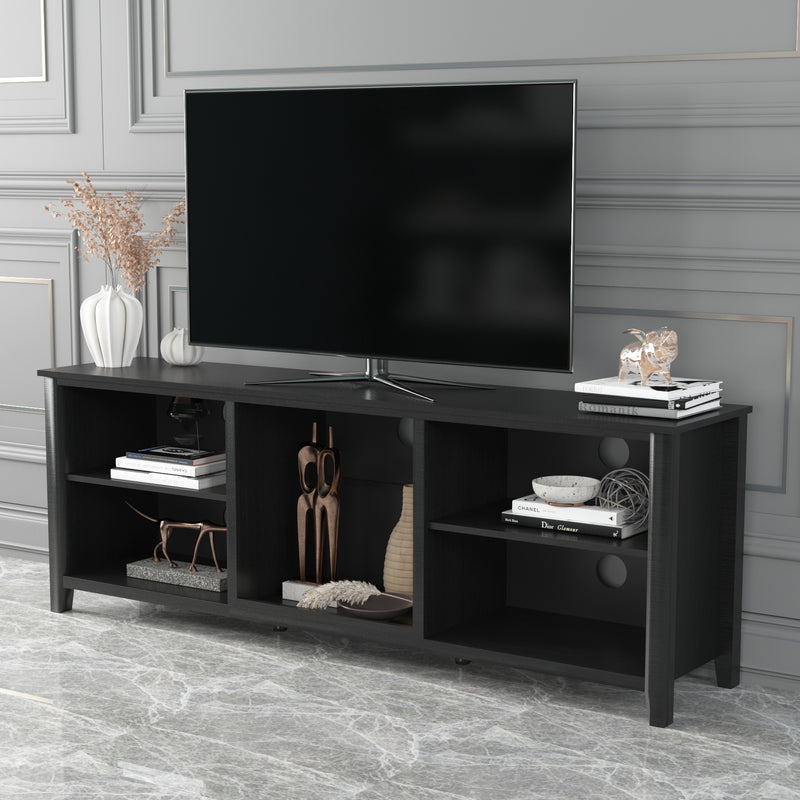 TV Stand Storage Media Console Entertainment Center,Tradition Black,wihout drawer